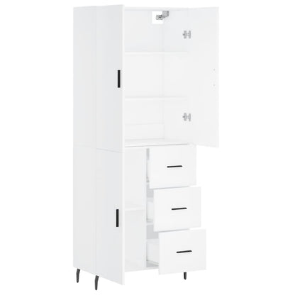 Skříň Highboard Bílá 69,5 X 34 X 180 Cm Kompozitní Dřevo