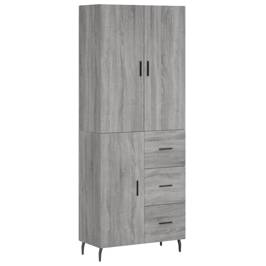 Skříň Highboard Šedá Sonoma 69,5 X 34 X 180 Cm Kompozitní Dřevo