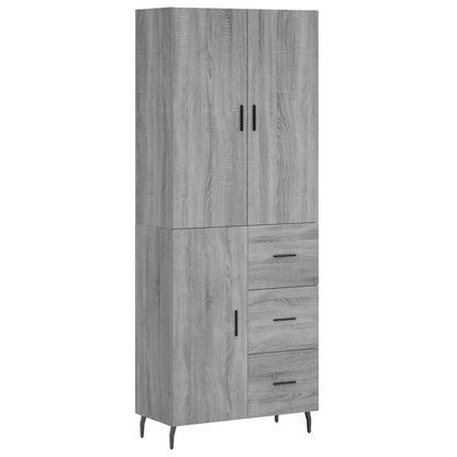 Skříň Highboard Šedá Sonoma 69,5 X 34 X 180 Cm Kompozitní Dřevo