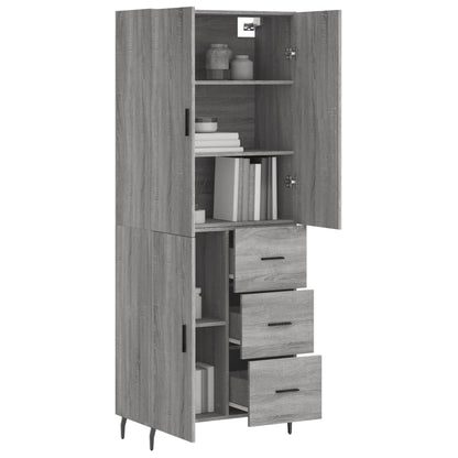 Skříň Highboard Šedá Sonoma 69,5 X 34 X 180 Cm Kompozitní Dřevo