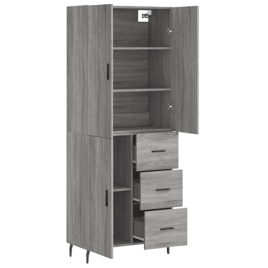 Skříň Highboard Šedá Sonoma 69,5 X 34 X 180 Cm Kompozitní Dřevo