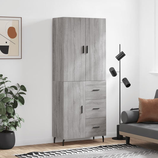 Skříň Highboard Šedá Sonoma 69,5 X 34 X 180 Cm Kompozitní Dřevo