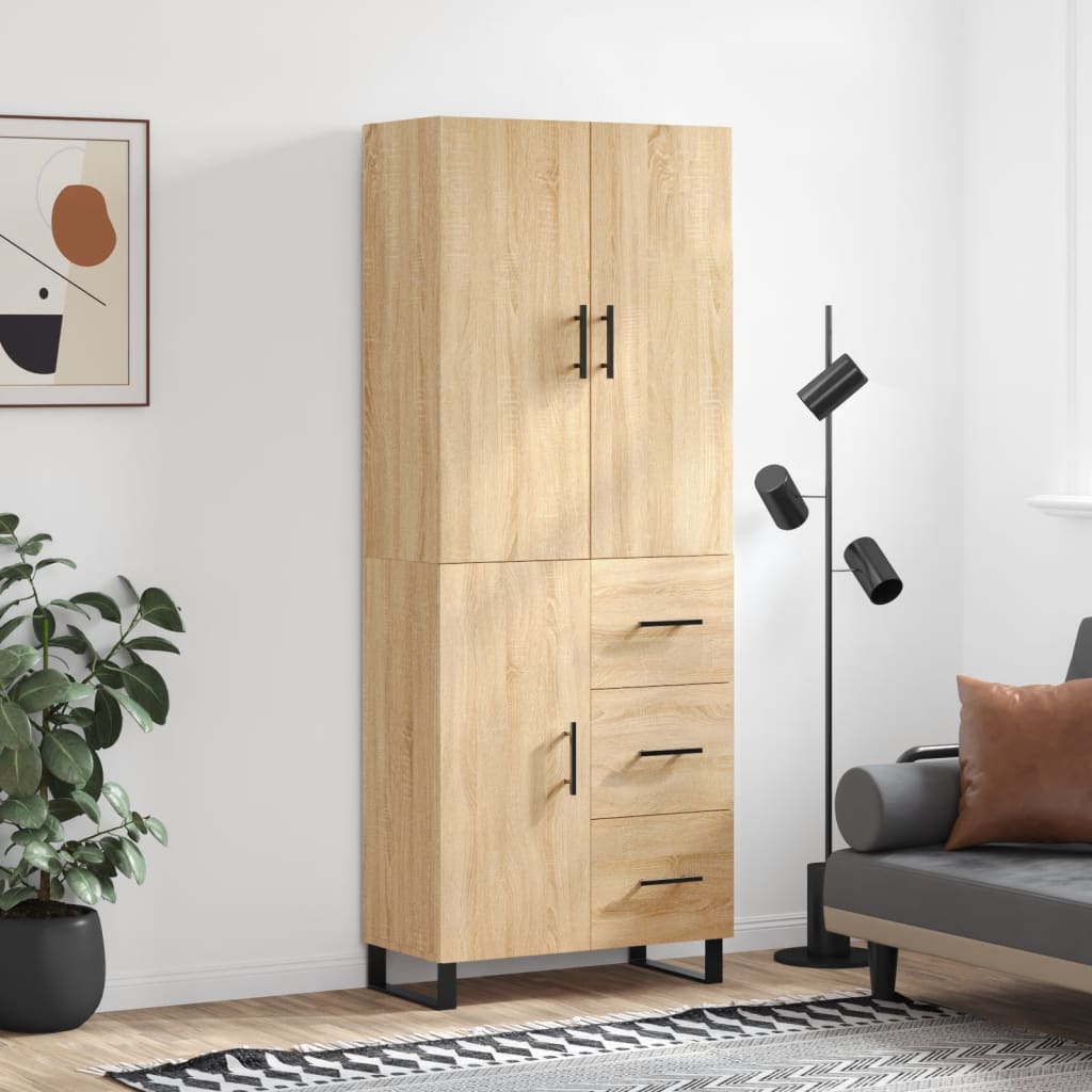 Skříň Highboard Betonově Šedá 69,5X34X180 Cm Kompozitní Dřevo
