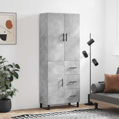 Skříň Highboard Betonově Šedá 69,5X34X180 Cm Kompozitní Dřevo