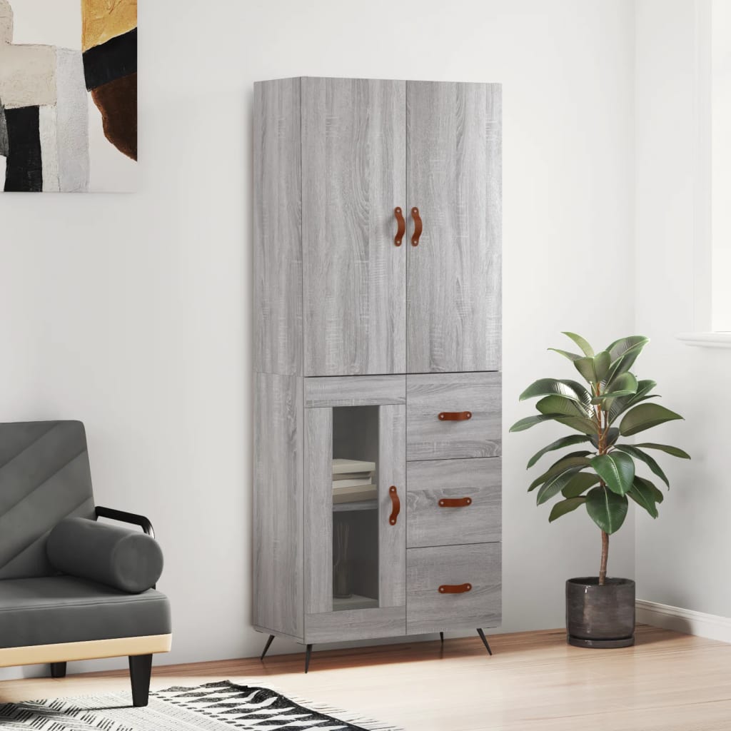 Skříň Highboard Betonově Šedá 69,5X34X180 Cm Kompozitní Dřevo