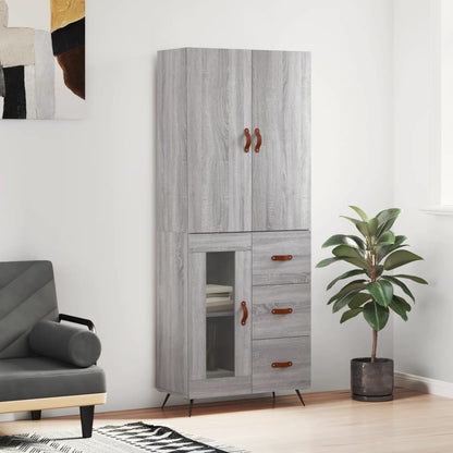 Skříň Highboard Betonově Šedá 69,5X34X180 Cm Kompozitní Dřevo