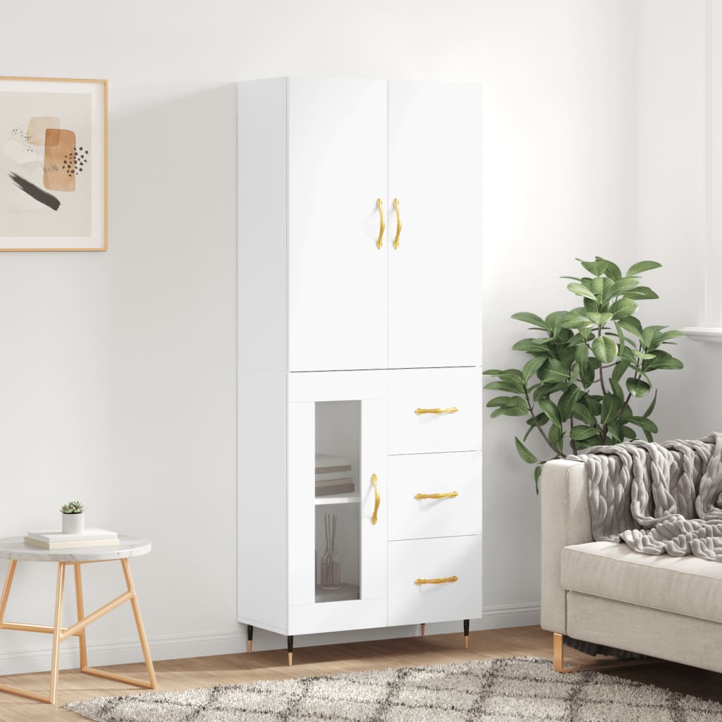 Skříň Highboard Šedá Sonoma 69,5 X 34 X 180 Cm Kompozitní Dřevo