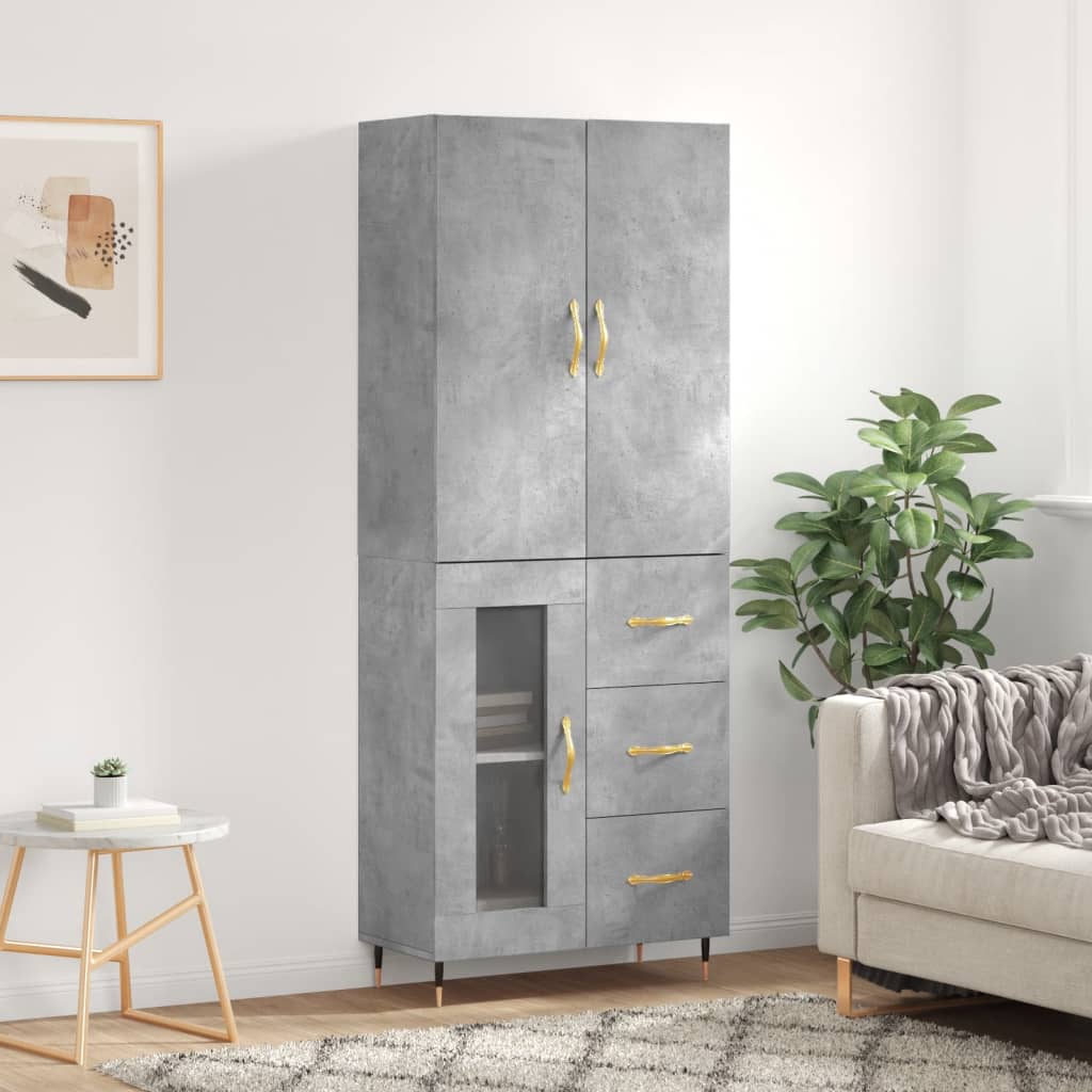 Skříň Highboard Šedá Sonoma 69,5 X 34 X 180 Cm Kompozitní Dřevo