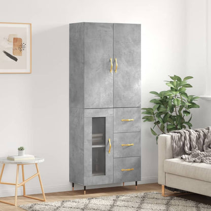 Skříň Highboard Šedá Sonoma 69,5 X 34 X 180 Cm Kompozitní Dřevo