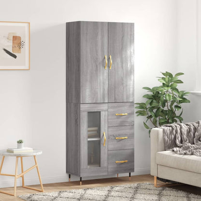 Skříň Highboard Šedá Sonoma 69,5 X 34 X 180 Cm Kompozitní Dřevo