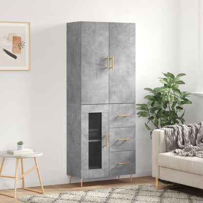 Skříň Highboard Betonově Šedá 69,5X34X180 Cm Kompozitní Dřevo