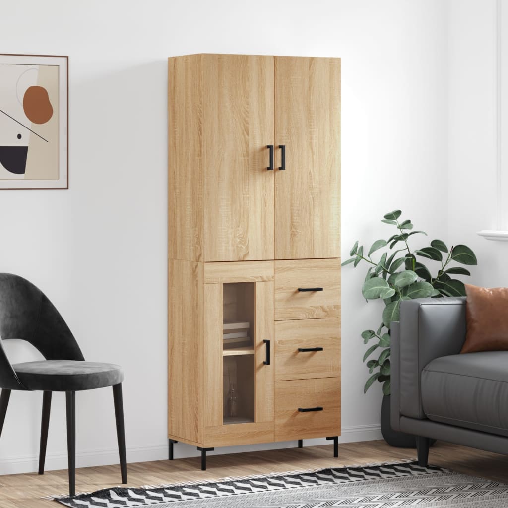 Skříň Highboard 69,5 X 34 X 180 Cm Kompozitní Dřevo
