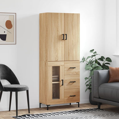 Skříň Highboard 69,5 X 34 X 180 Cm Kompozitní Dřevo