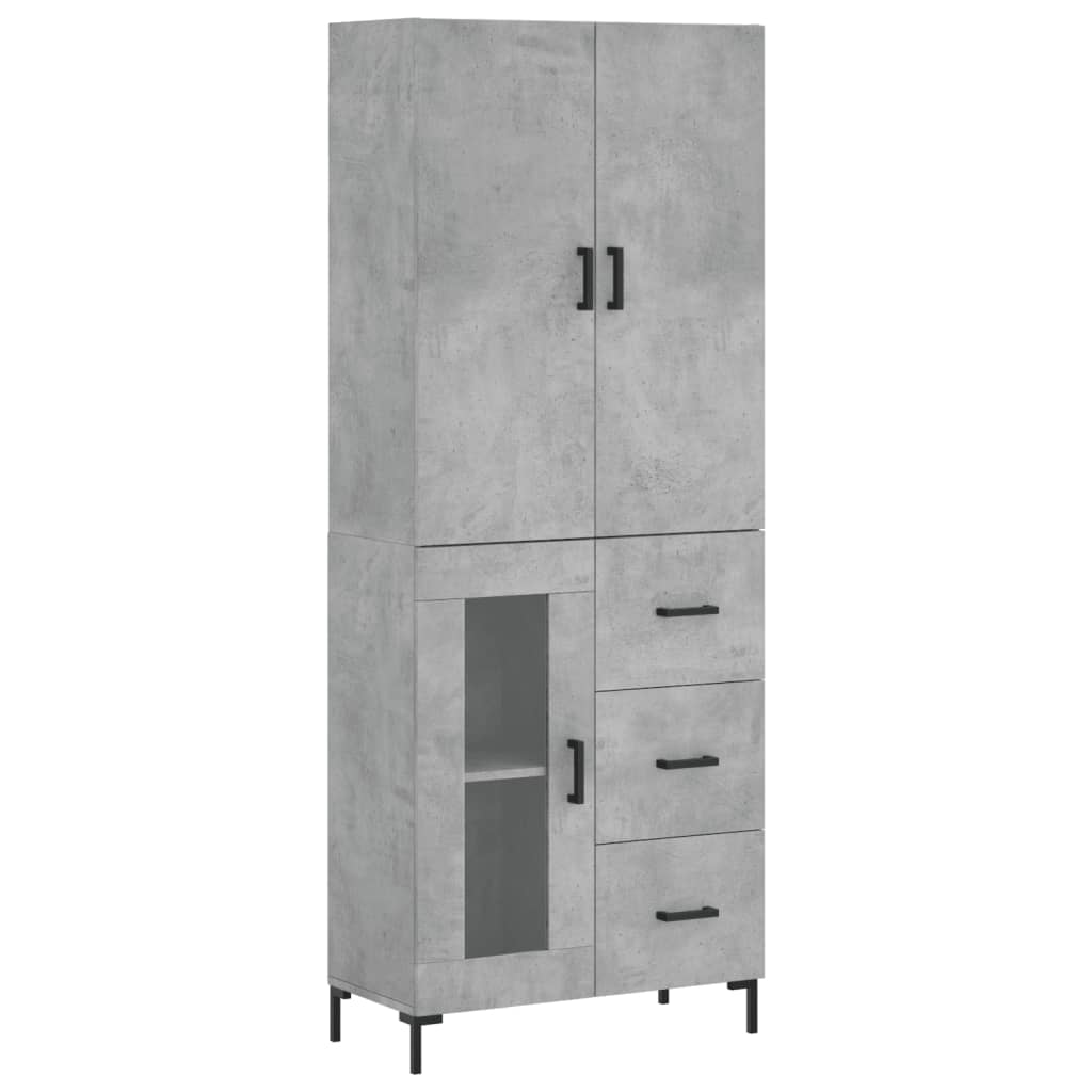 Skříň Highboard Betonově Šedá 69,5X34X180 Cm Kompozitní Dřevo