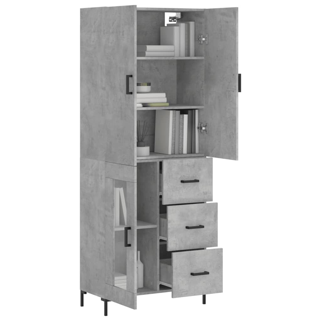 Skříň Highboard Betonově Šedá 69,5X34X180 Cm Kompozitní Dřevo