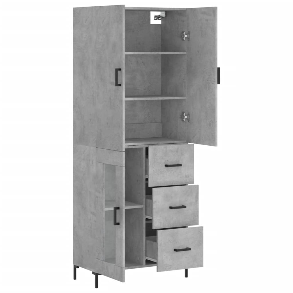 Skříň Highboard Betonově Šedá 69,5X34X180 Cm Kompozitní Dřevo