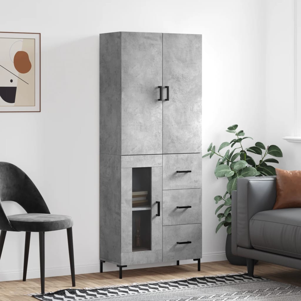 Skříň Highboard Betonově Šedá 69,5X34X180 Cm Kompozitní Dřevo