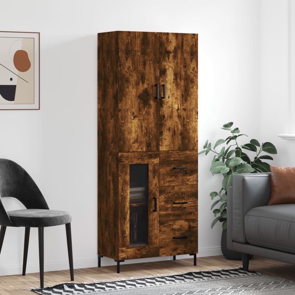 Skříň Highboard 69,5 X 34 X 180 Cm Kompozitní Dřevo