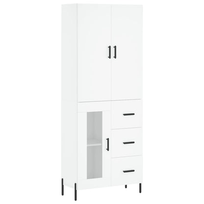 Skříň Highboard Bílá 69,5 X 34 X 180 Cm Kompozitní Dřevo