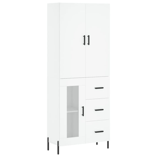 Skříň Highboard Bílá 69,5 X 34 X 180 Cm Kompozitní Dřevo