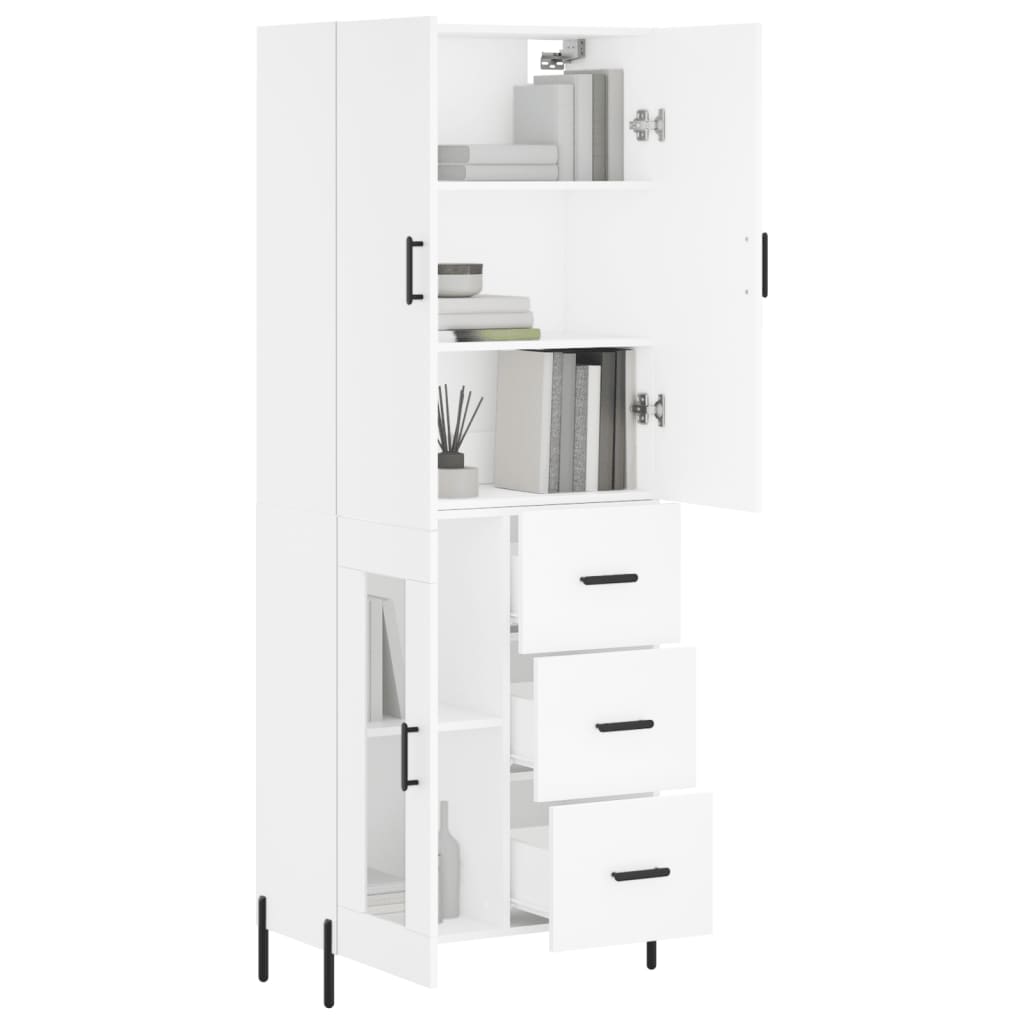 Skříň Highboard Bílá 69,5 X 34 X 180 Cm Kompozitní Dřevo