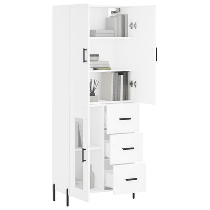 Skříň Highboard Bílá 69,5 X 34 X 180 Cm Kompozitní Dřevo