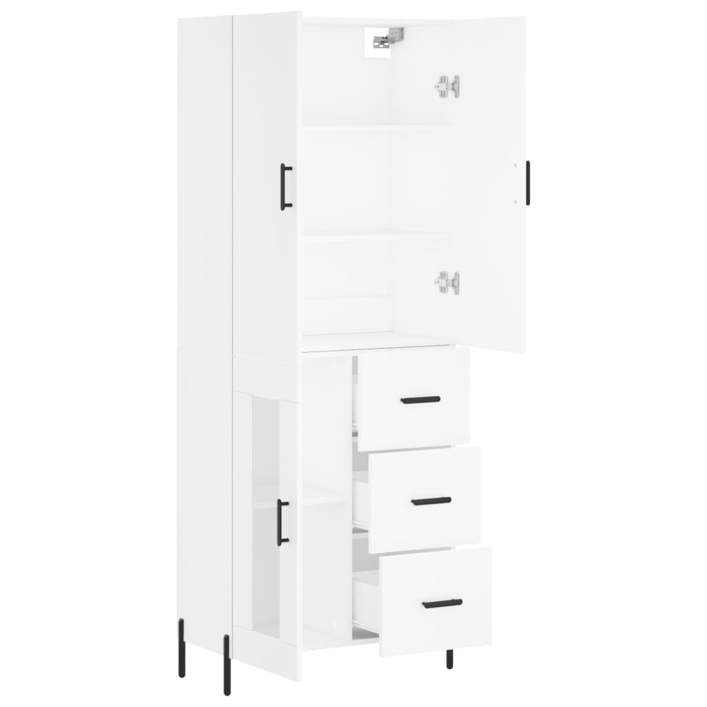 Skříň Highboard Bílá 69,5 X 34 X 180 Cm Kompozitní Dřevo