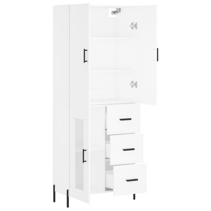 Skříň Highboard Bílá 69,5 X 34 X 180 Cm Kompozitní Dřevo