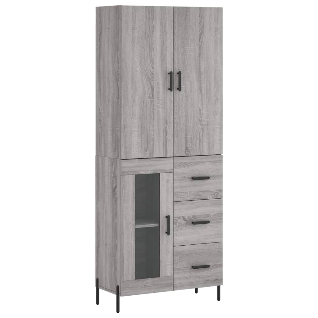 Skříň Highboard Šedá Sonoma 69,5 X 34 X 180 Cm Kompozitní Dřevo