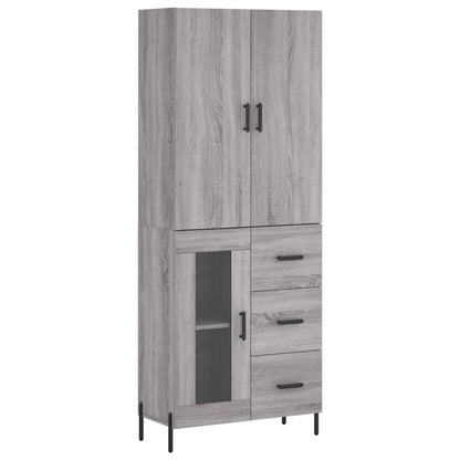 Skříň Highboard Šedá Sonoma 69,5 X 34 X 180 Cm Kompozitní Dřevo