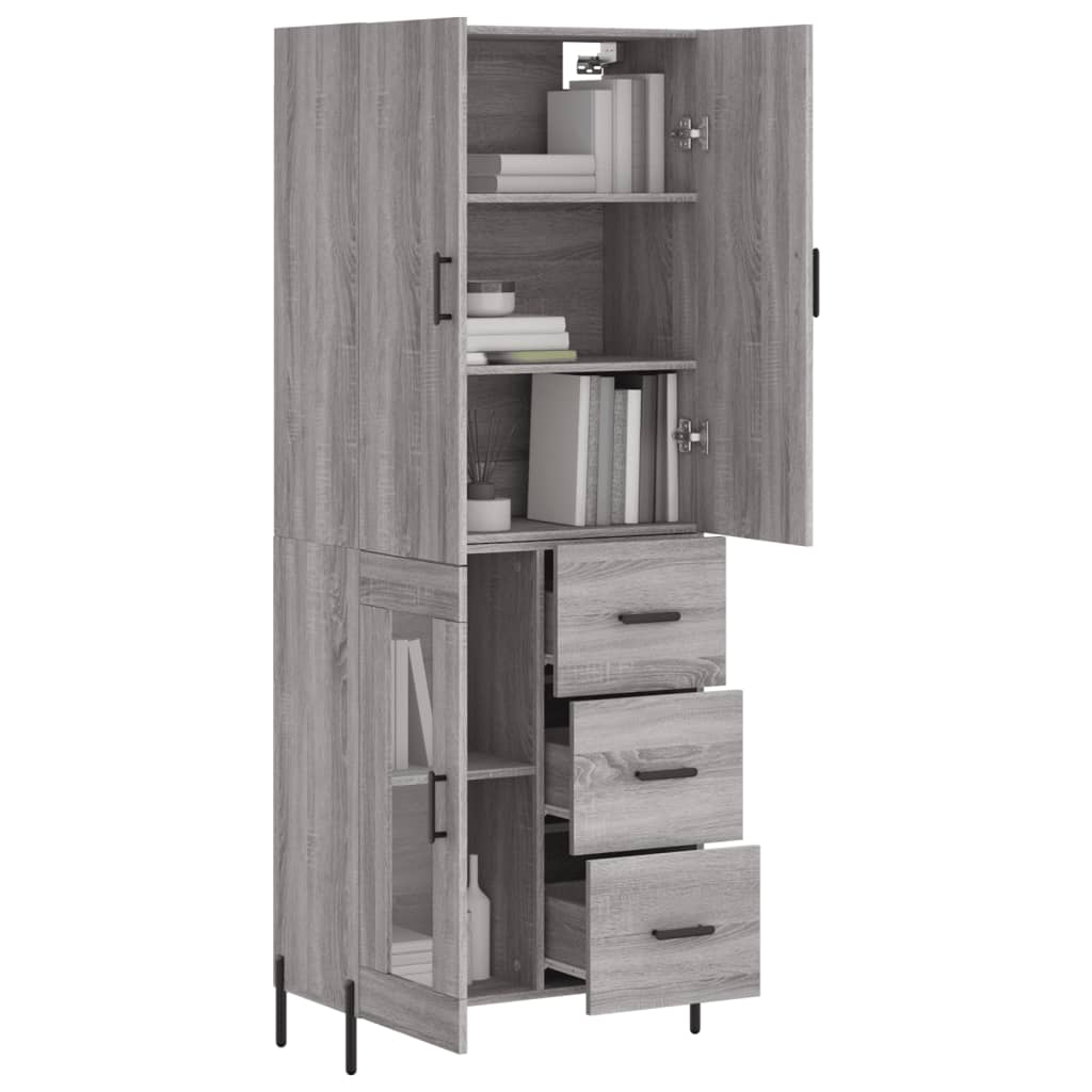 Skříň Highboard Šedá Sonoma 69,5 X 34 X 180 Cm Kompozitní Dřevo