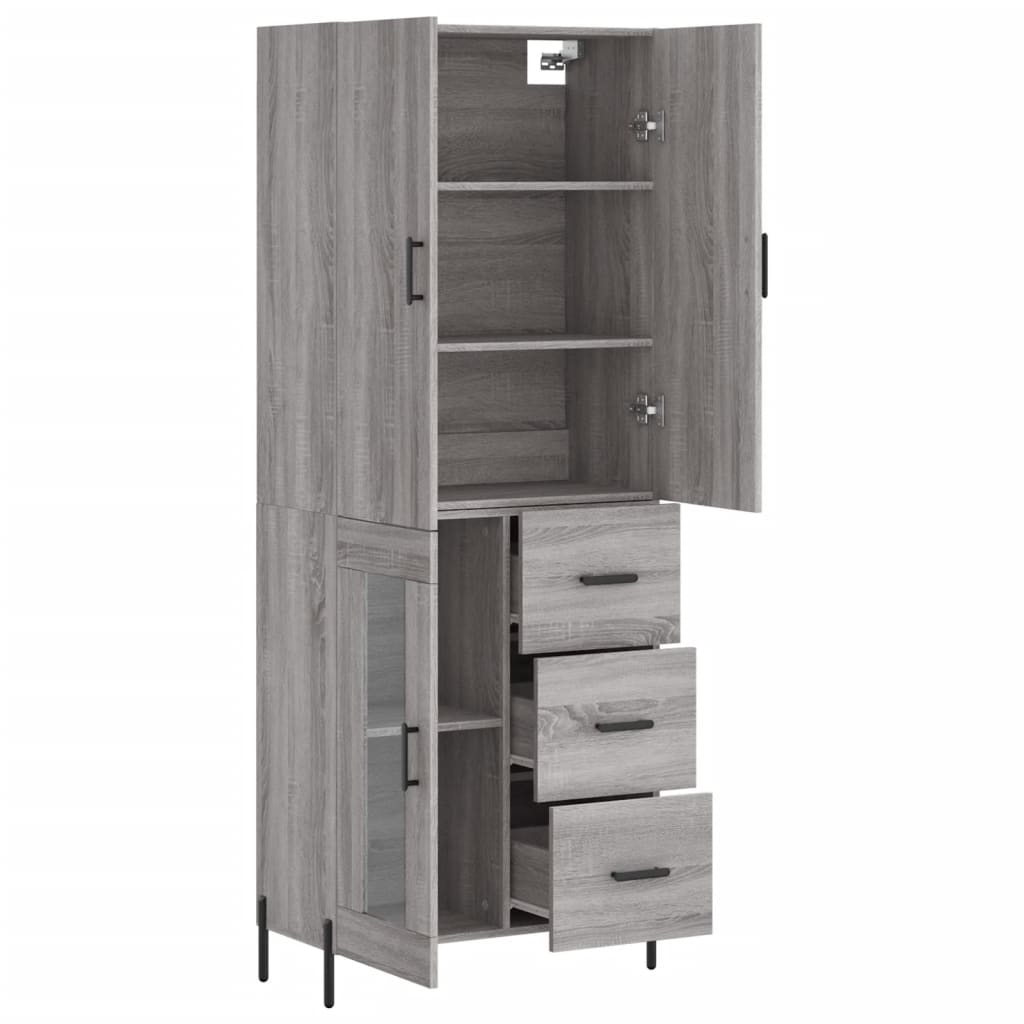 Skříň Highboard Šedá Sonoma 69,5 X 34 X 180 Cm Kompozitní Dřevo