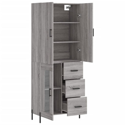 Skříň Highboard Šedá Sonoma 69,5 X 34 X 180 Cm Kompozitní Dřevo