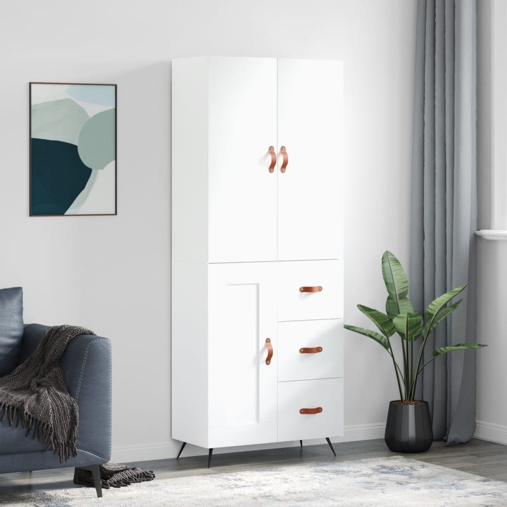 Skříň Highboard Betonově Šedá 69,5X34X180 Cm Kompozitní Dřevo