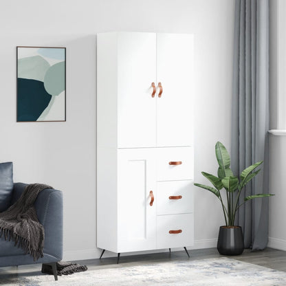 Skříň Highboard Betonově Šedá 69,5X34X180 Cm Kompozitní Dřevo