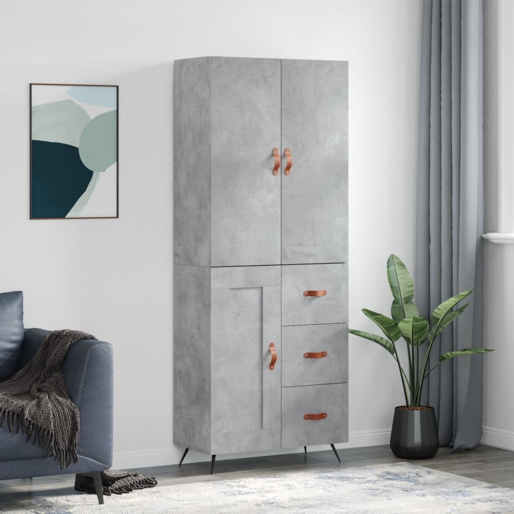 Skříň Highboard Betonově Šedá 69,5X34X180 Cm Kompozitní Dřevo