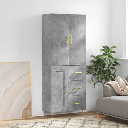 Skříň Highboard Betonově Šedá 69,5X34X180 Cm Kompozitní Dřevo