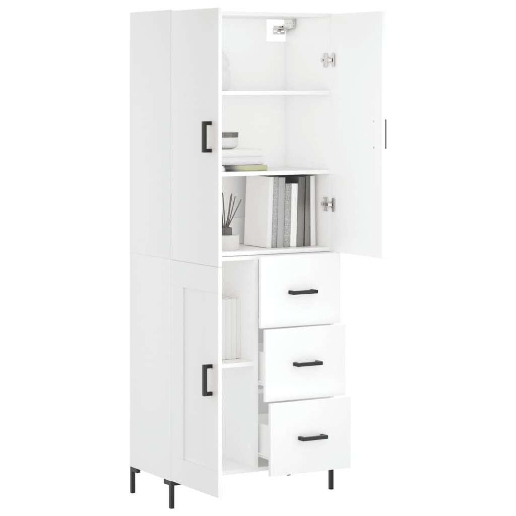 Skříň Highboard Bílá 69,5 X 34 X 180 Cm Kompozitní Dřevo