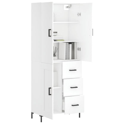 Skříň Highboard Bílá 69,5 X 34 X 180 Cm Kompozitní Dřevo