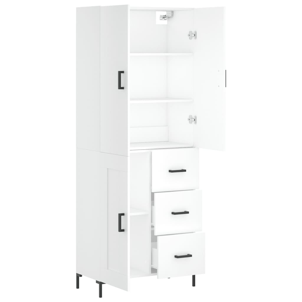 Skříň Highboard Bílá 69,5 X 34 X 180 Cm Kompozitní Dřevo