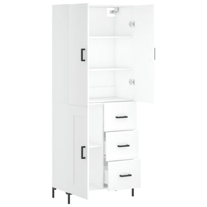 Skříň Highboard Bílá 69,5 X 34 X 180 Cm Kompozitní Dřevo