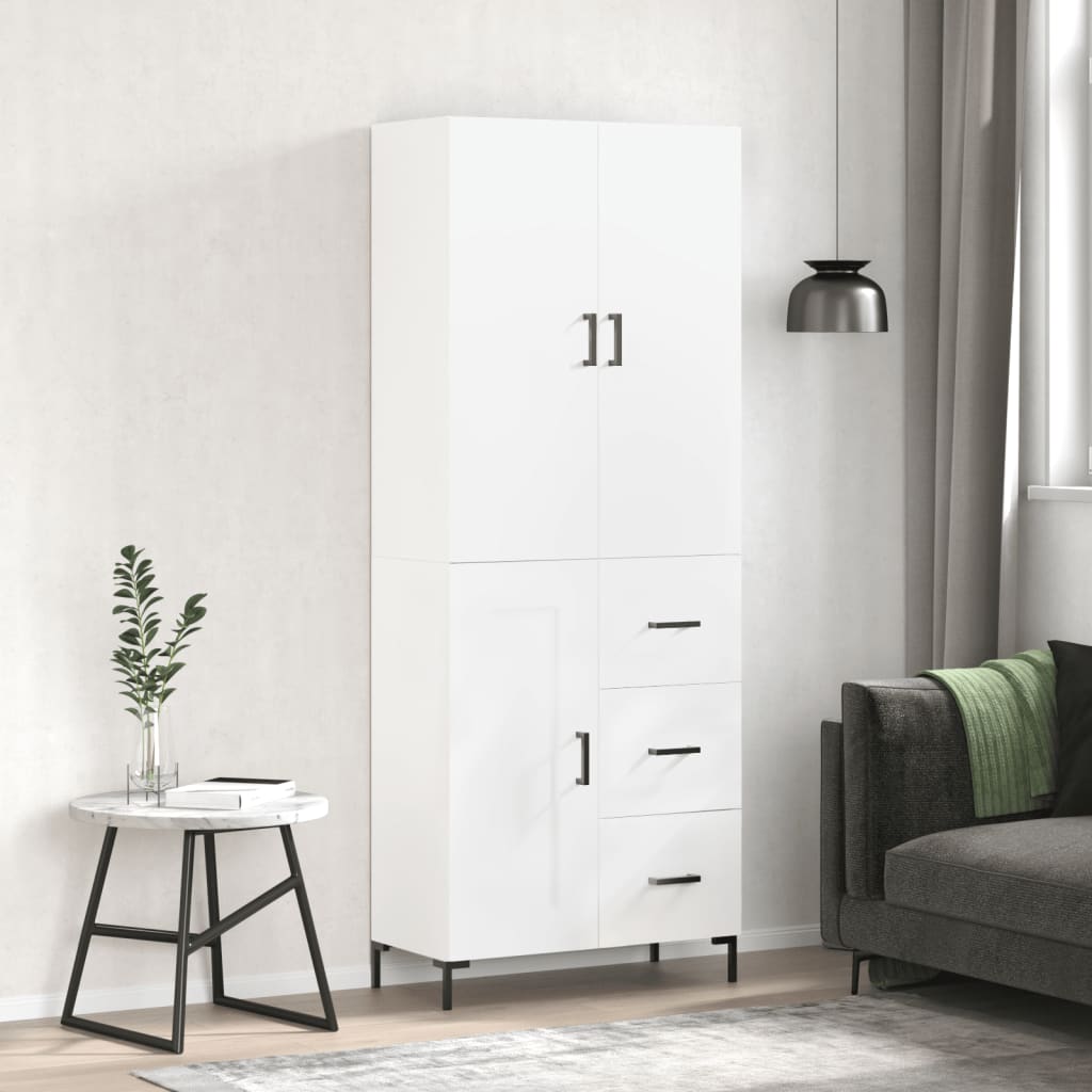 Skříň Highboard Bílá 69,5 X 34 X 180 Cm Kompozitní Dřevo