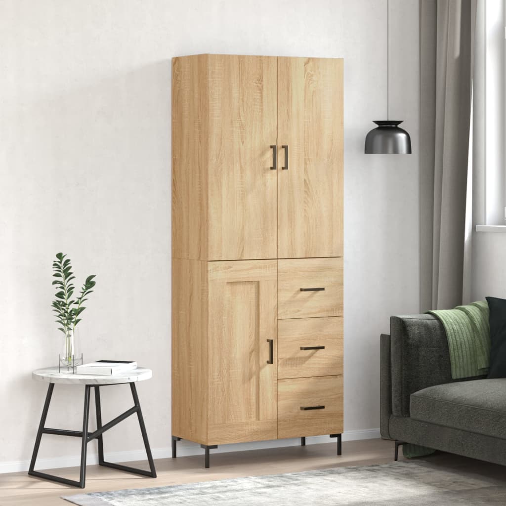 Skříň Highboard 69,5 X 34 X 180 Cm Kompozitní Dřevo