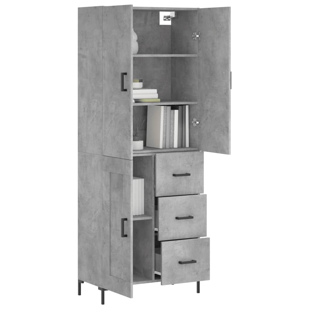 Skříň Highboard Betonově Šedá 69,5X34X180 Cm Kompozitní Dřevo