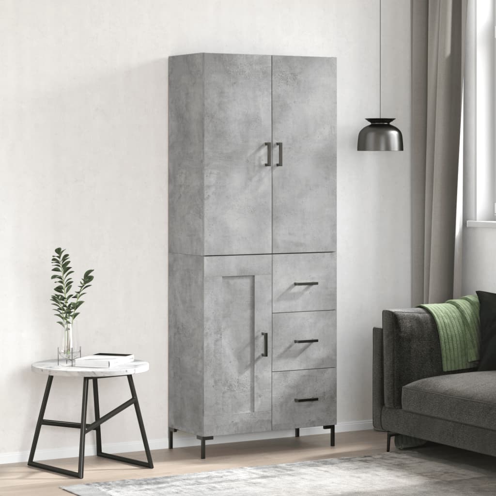 Skříň Highboard Betonově Šedá 69,5X34X180 Cm Kompozitní Dřevo