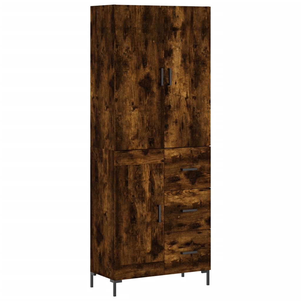 Skříň Highboard Kouřový Dub 69,5 X 34 X 180 Cm Kompozitní Dřevo