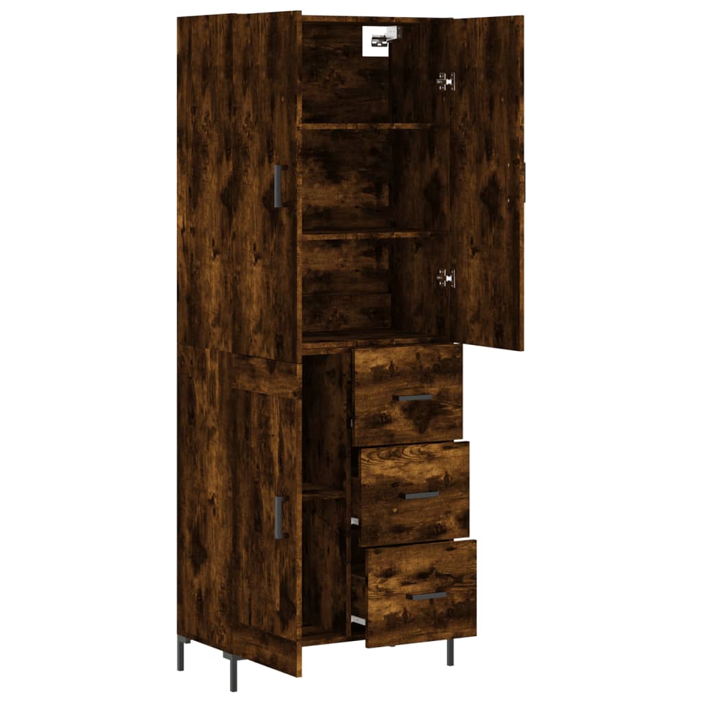 Skříň Highboard Kouřový Dub 69,5 X 34 X 180 Cm Kompozitní Dřevo