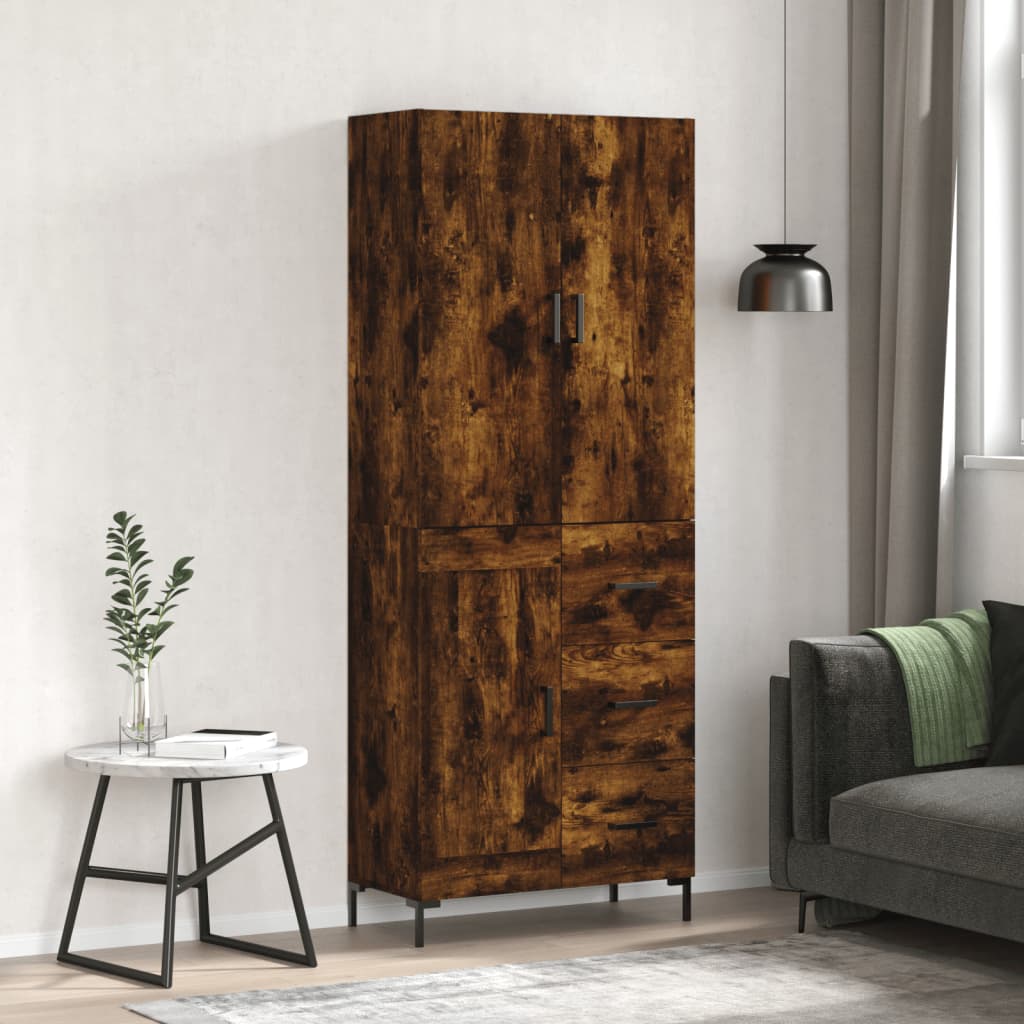 Skříň Highboard Kouřový Dub 69,5 X 34 X 180 Cm Kompozitní Dřevo