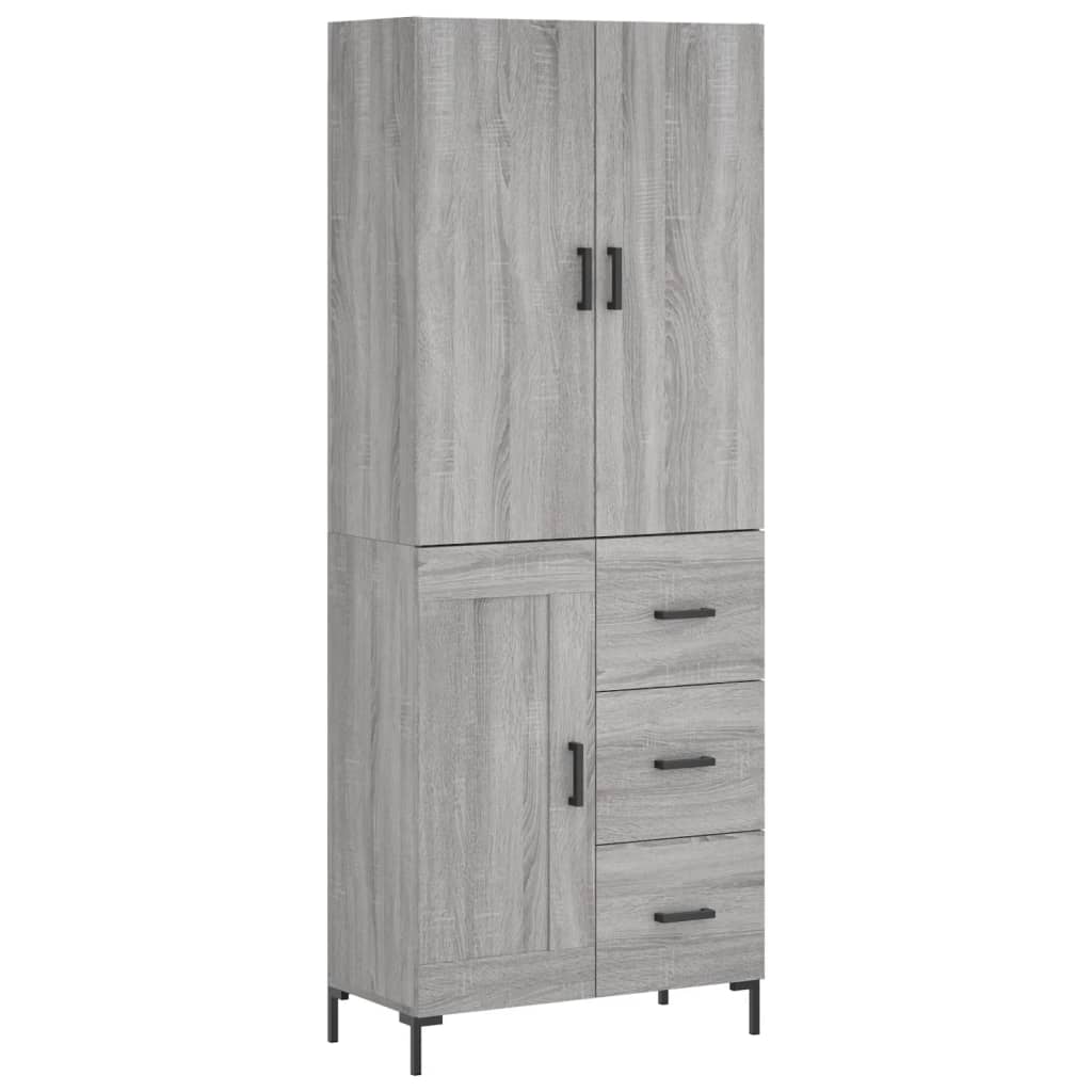 Skříň Highboard Šedá Sonoma 69,5 X 34 X 180 Cm Kompozitní Dřevo