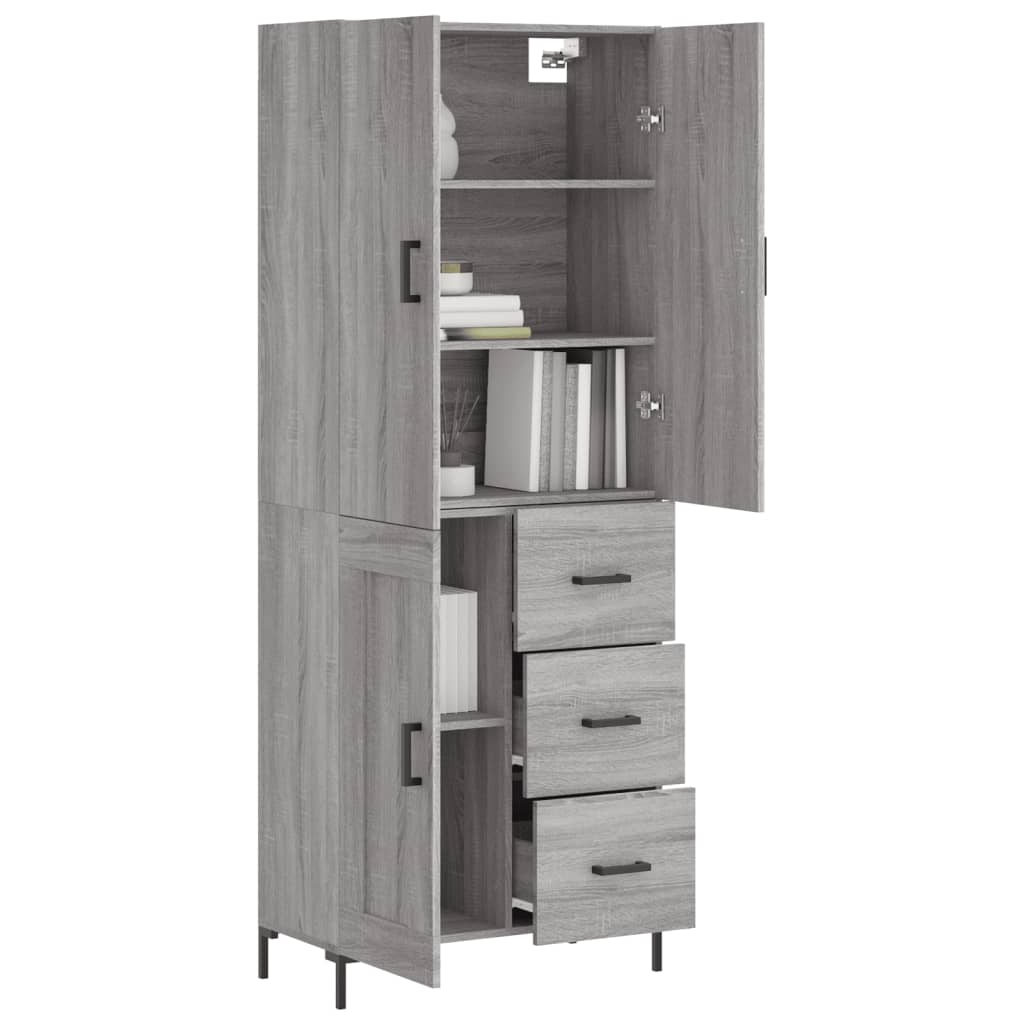 Skříň Highboard Šedá Sonoma 69,5 X 34 X 180 Cm Kompozitní Dřevo